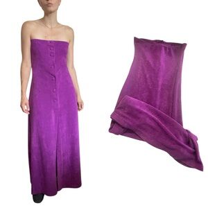 Very Purple Strapless Terrycloth Dress - 1980s